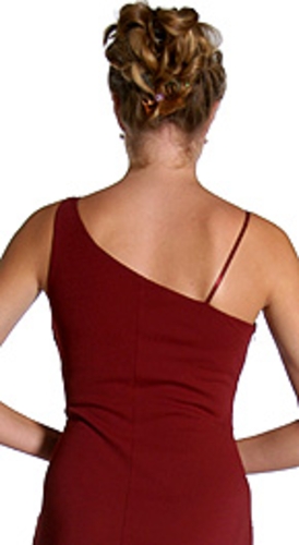 Single Shoulder and Thin Strap Beaded Dress — back view