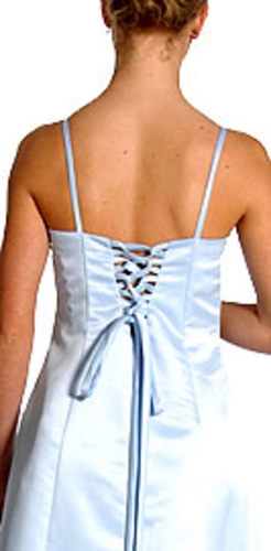 Black Ribbon Long Evening Dress — back view
