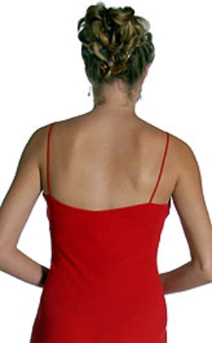 Asymmetric Trendy Formal Dress with Flowers — back view