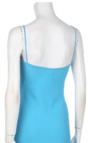 Spaghetti Strap Asymmetric Dress with Floral Design — back view