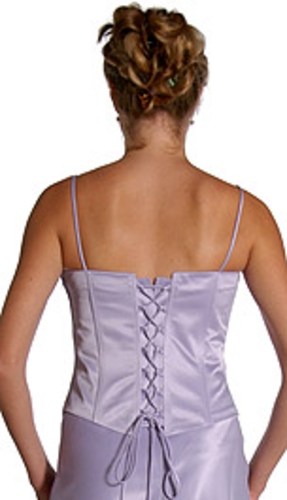 Floral Beadwork on Criss Crossed Formal Dress — back view