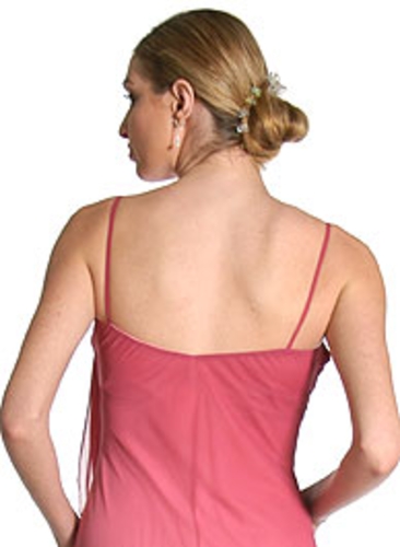 Asymmetric Diamond Brooch Formal Dress — back view