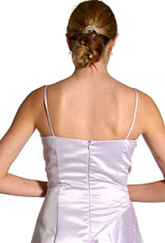Multiple Flower Prom Dress on Satin and Organza — back view