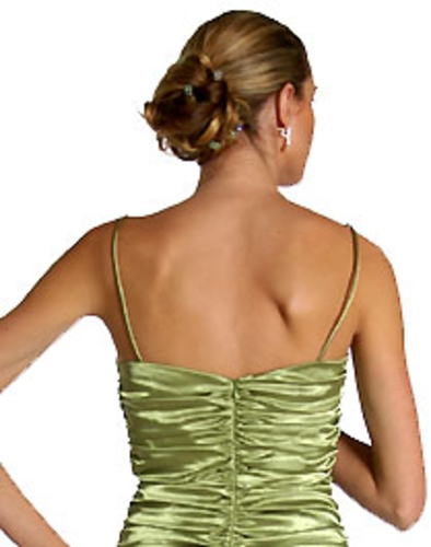 Full Length Shirred Evening Dress — back view