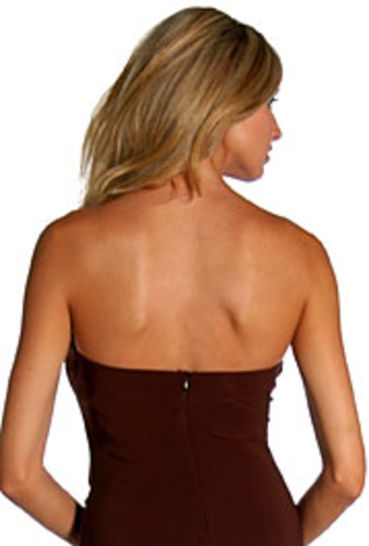 Strapless Shirred Long Evening Dress — back view