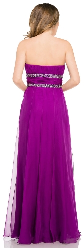 Strapless Long Formal Prom Dress with Beaded Waist — back view