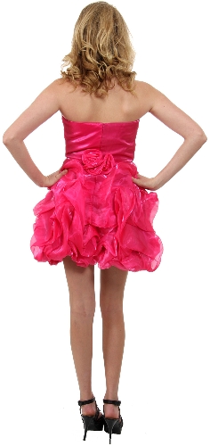 Short Strapless Bubble Prom Dress — back view