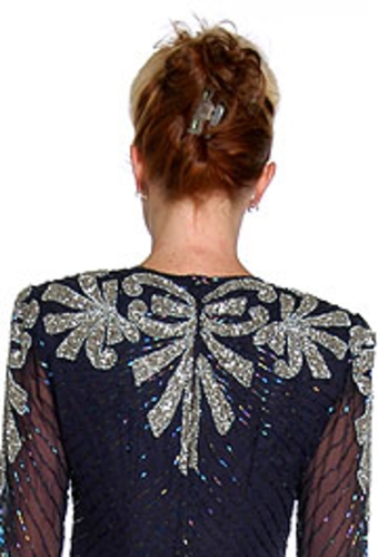Bow Beadwork Full Length Evening Gown — back view