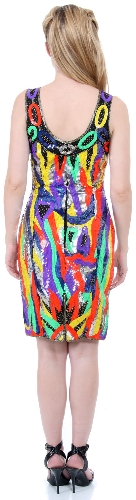 Fully Sequin Beaded Broad Strapped Vintage Cocktail Dress — back view