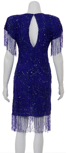 Deep Rain Hand Beaded Short Dress — back view
