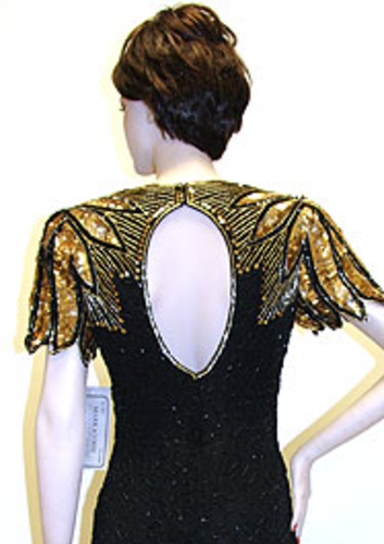 Tea Length Sequin Beaded Dress — back view