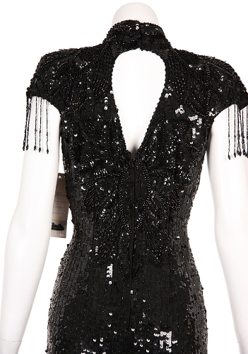 Short Fully Beaded Cocktail Dress — back view