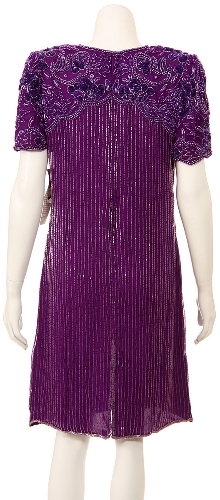 Tea Length Sequin Beaded Dress — back view