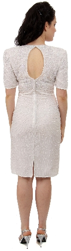 Sweetheart Neck Knee Length Beaded Cocktail Dress — back view