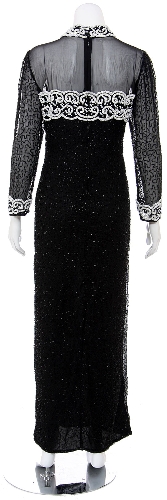 See Thru Bodice and Beads Long Gown — back view