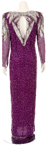 Full Length Sequined Dress with Sleeves — back view
