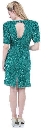 Short Sleeve Sequined Cocktail Dress — back view