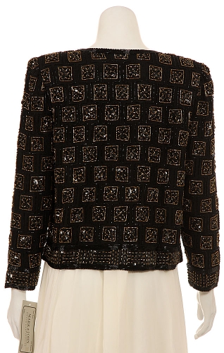 Hand Beaded Box Print Jacket — back view