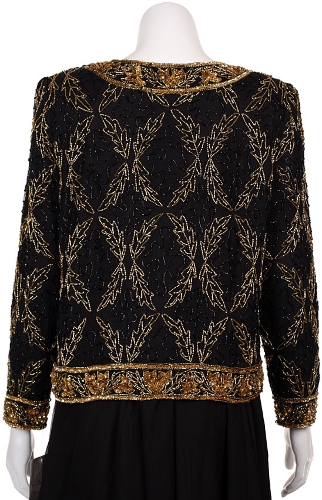 Leaf Print Hand Beaded Jacket — back view
