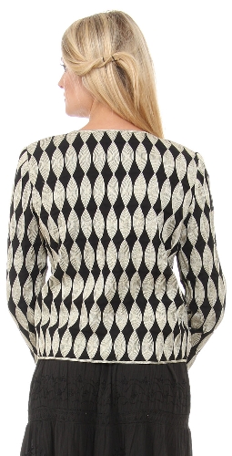 Full Sleeves Leaf Patterned Embroidery Jacket — back view