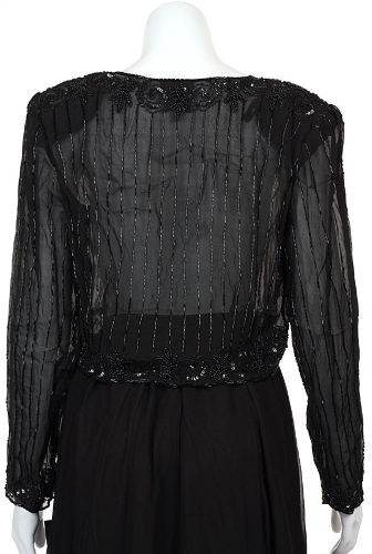 V-neck See-through Beaded Jacket  — back view