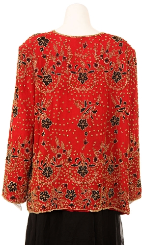 Hand Beaded Floral Design Formal Jacket — back view