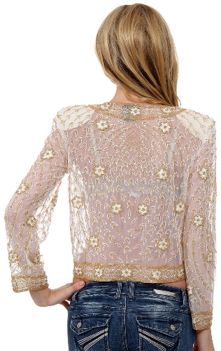 See Thru Sequin Beaded Jacket — back view
