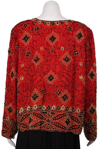 Floral Pattern Hand Beaded Jacket — back view