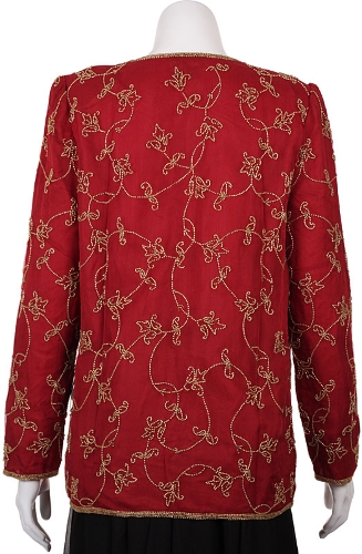 Floral Linked Gold Border Hem Jacket  — back view