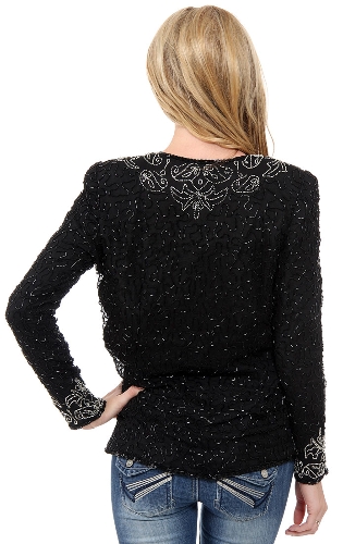 Floral Bordered Beaded Jacket — back view