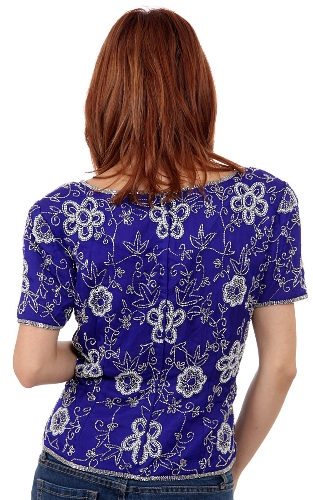 Short Sleeved Hand Beaded Blouse — back view