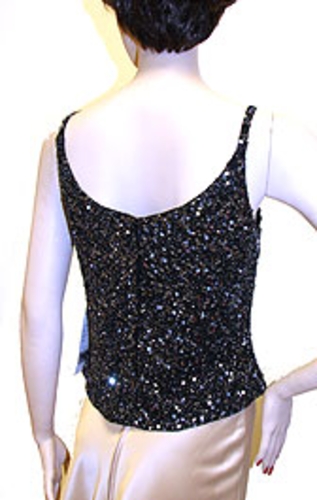 Black/Silver Sequin Beaded Blouse — back view