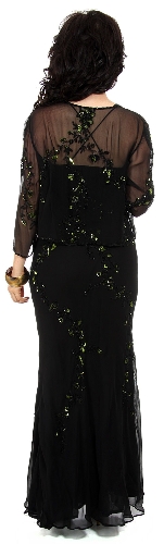 Two piece Full Length Beaded Formal Dress — back view