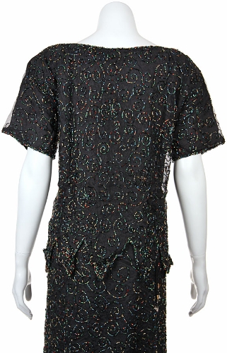 Multi Colored Beaded Two Piece Dress — back view