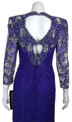 Floral Beaded Full Length Sequined Formal Gown  — back view