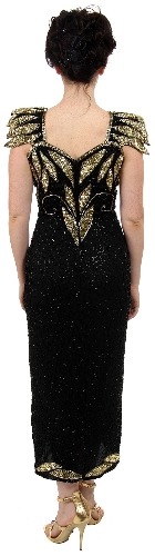 Leafy Sequined Short Evening Dress — back view