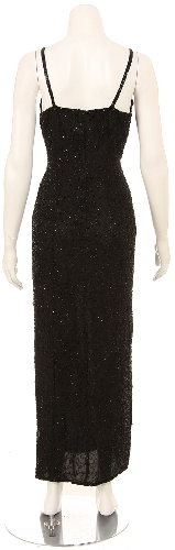 Dark Night Hand Beaded Long Formal Dress — back view