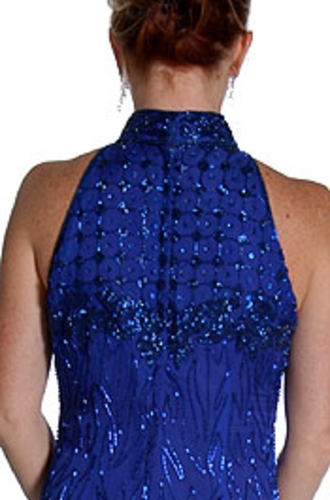 Closed Neck Fully Beaded Gown — back view