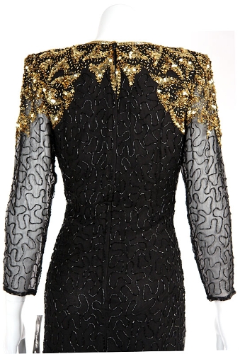 Tea Length Cocktail Dress with Decorative Hem — back view