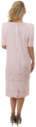 Round Neck Knee length Tiered Beaded Formal Dress — back view