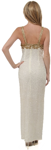 Empire Style Sequin Beaded Formal Evening Dress — back view