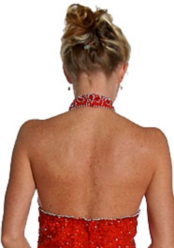 Halter Neck Beaded Formal Dress — back view