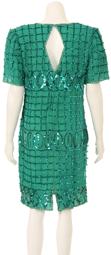 Half Sleeves Knee Length Sequined Cocktail Dress  — back view