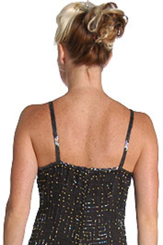 Full Length Beaded Formal Gown with Maze pattern — back view