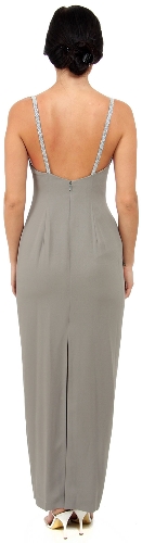 Pencil cut Long Beaded Dress with Keyhole Front — back view