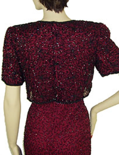 Jacket-Like Short Sleeved Beaded Formal — back view