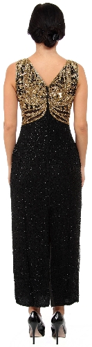Holed Beadwork Sleeveless Formal Dress — back view