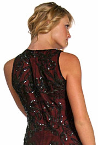 Fully Beaded Sequined Evening Dress — back view
