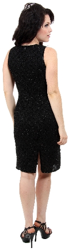 Miniature Floral Beaded Sleeveless Cocktail Dress — back view