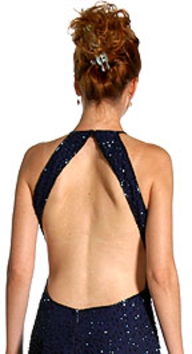 Flare Beaded Open Back Formal Dress — back view